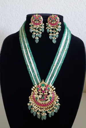 Green Beads - Pearl Layer Maala Necklace Set SB60