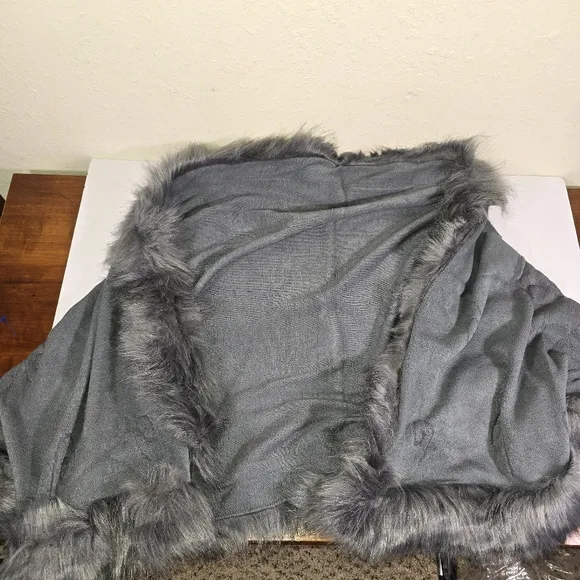 Grey Faux Fur Shawl