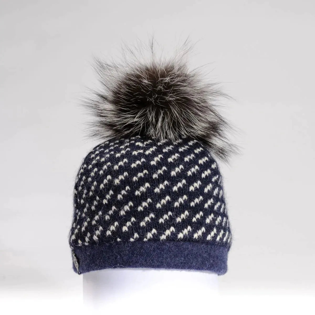 Harricana Bexley Sweater Beanie w/ Fur Pom Hat