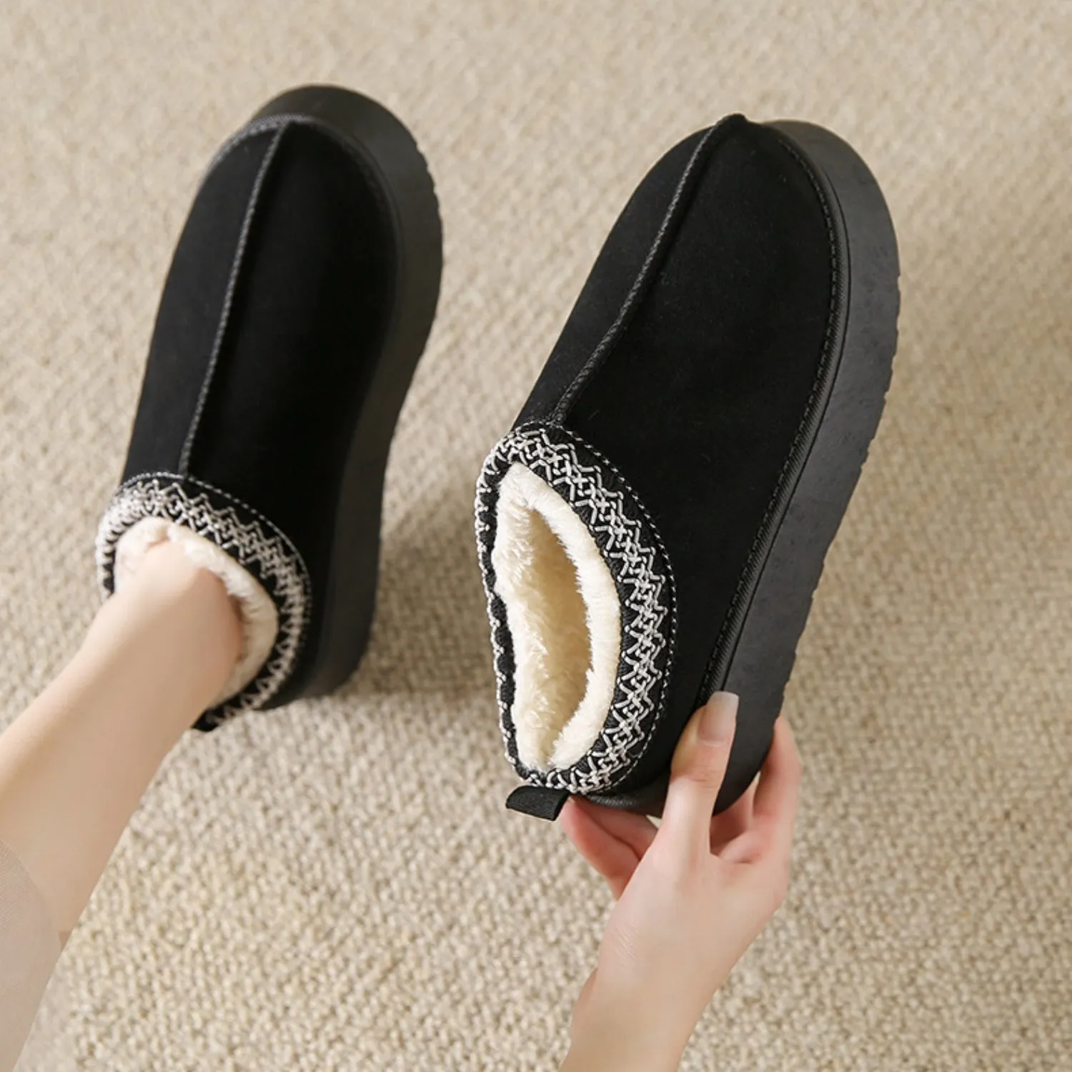 Hazel Blues® |  Faux Fur Center-Seam Slippers