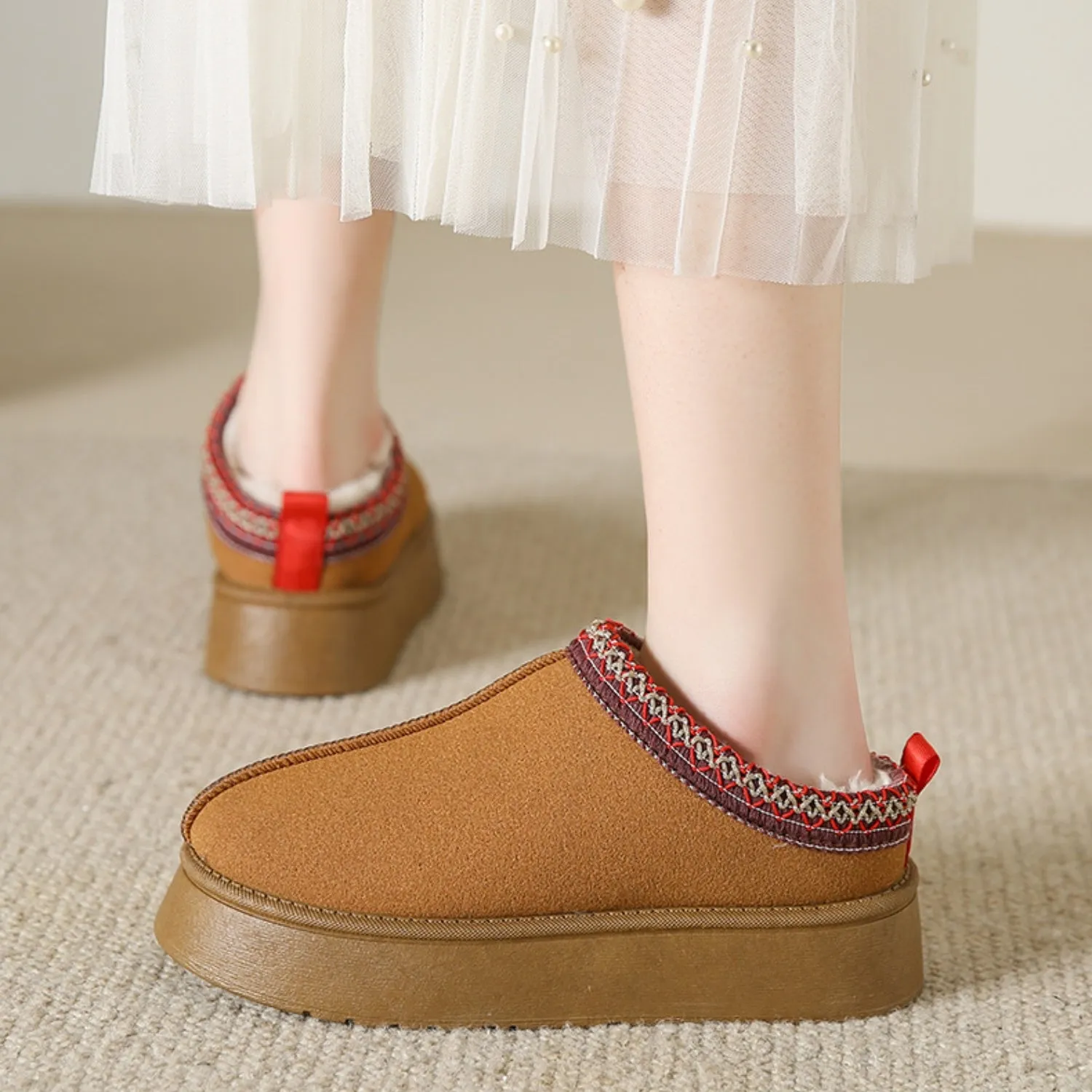 Hazel Blues® |  Faux Fur Center-Seam Slippers