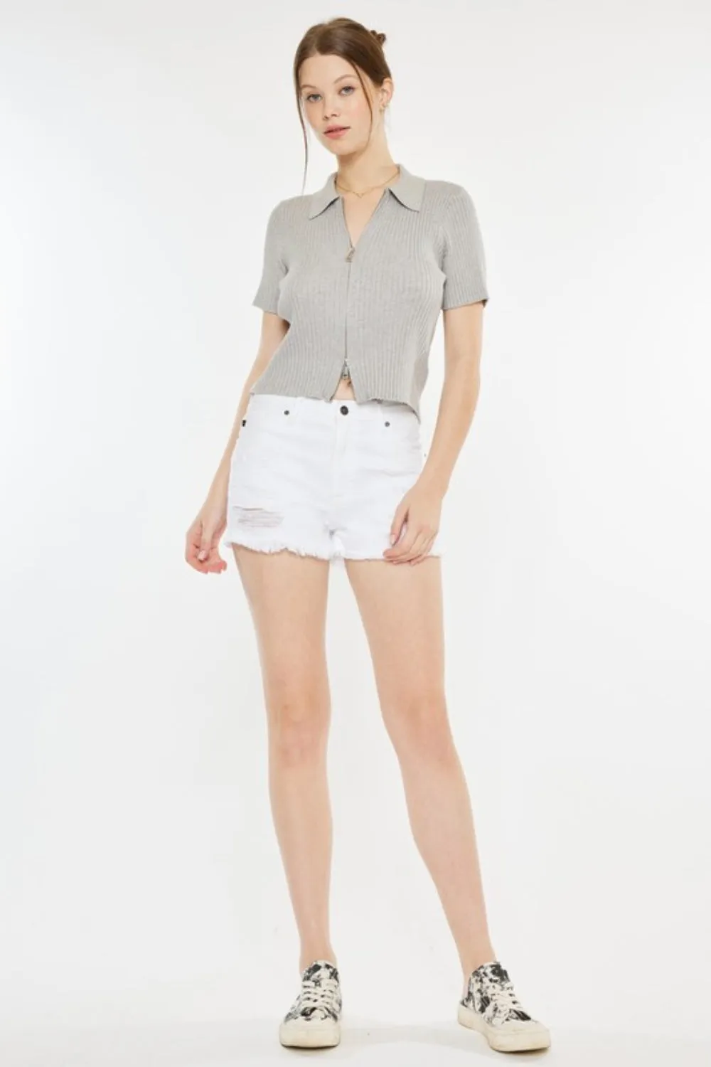 Hazel Blues® |  Kancan Raw Hem Distressed Denim Shorts