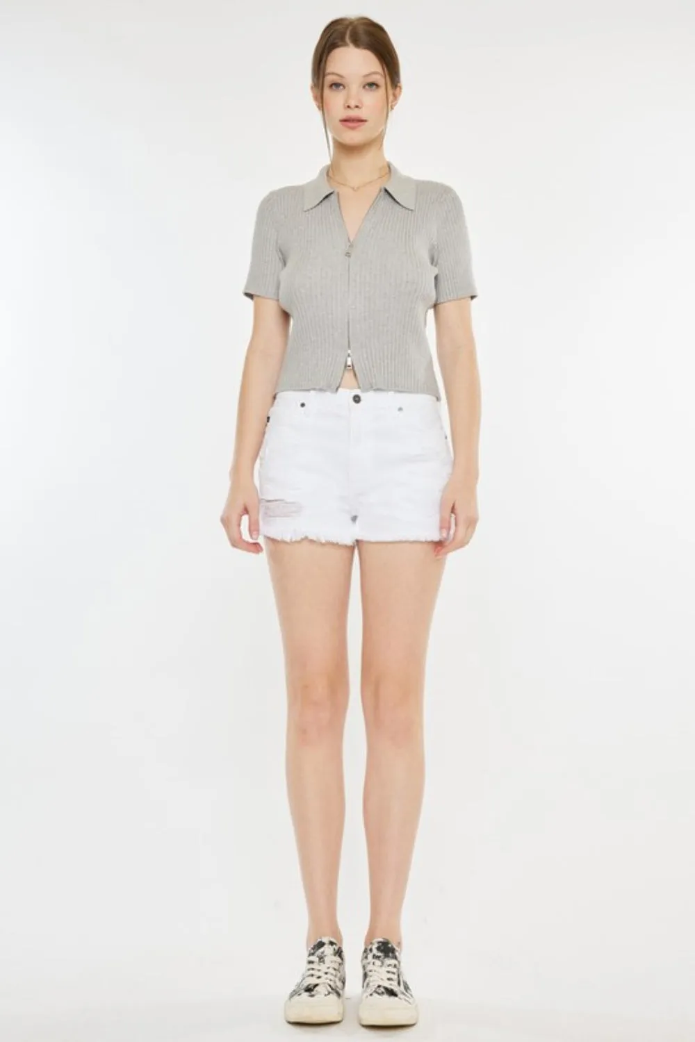 Hazel Blues® |  Kancan Raw Hem Distressed Denim Shorts
