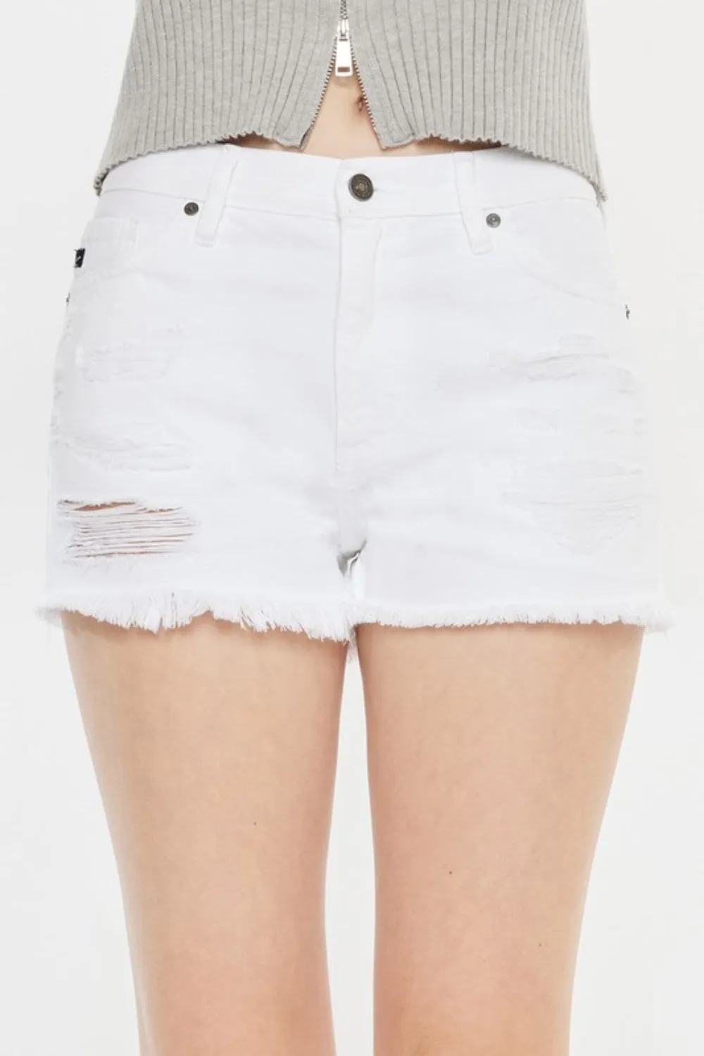 Hazel Blues® |  Kancan Raw Hem Distressed Denim Shorts