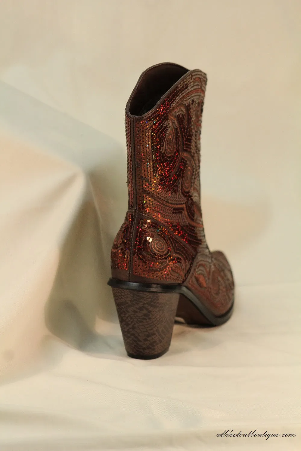 Helen's Heart | Bootie Embellished Sequin Bronze Boot