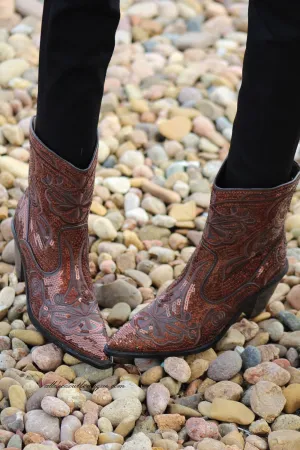 Helen's Heart | Bootie Embellished Sequin Bronze Boot