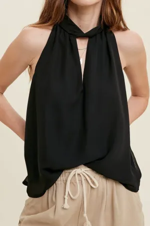 High Neck Twist Detail Top