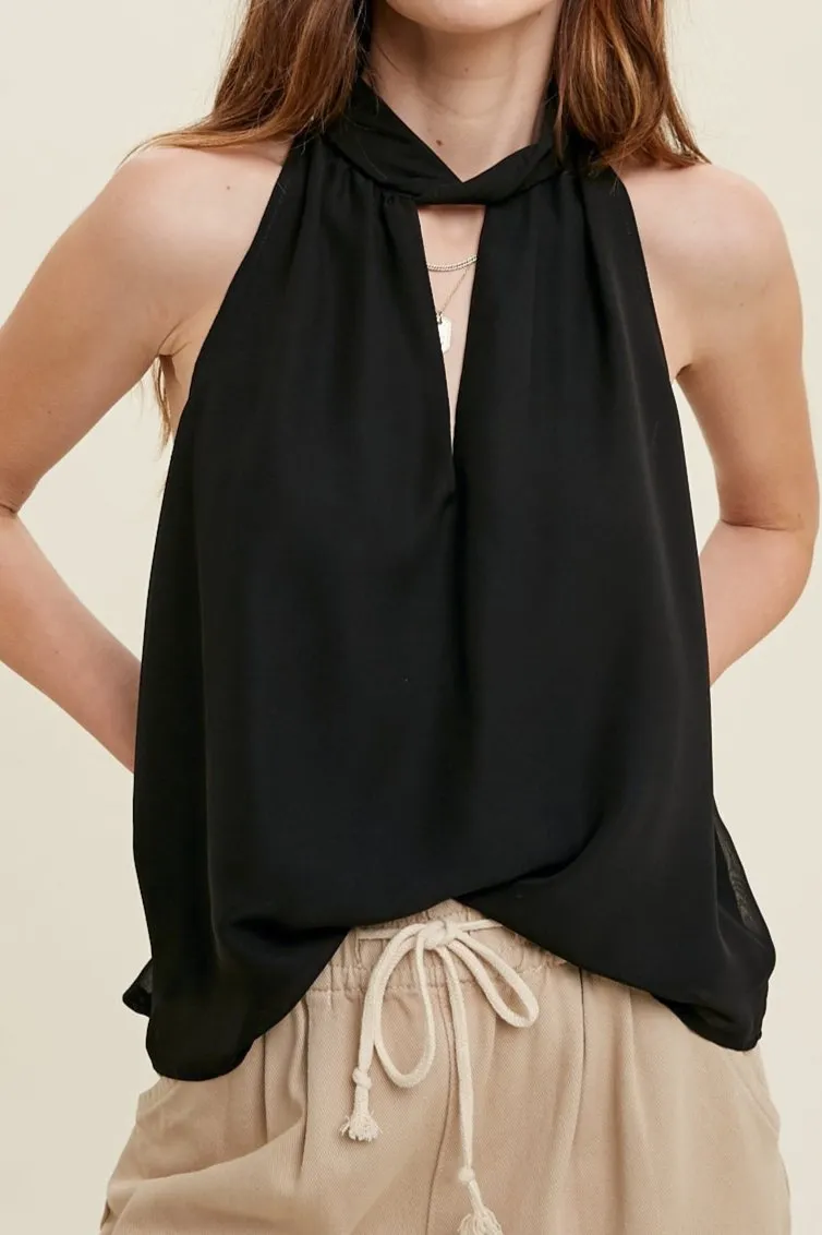 High Neck Twist Detail Top