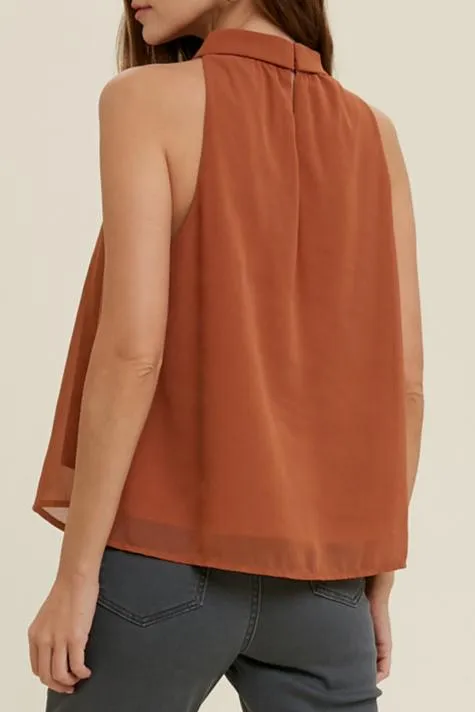 High Neck Twist Detail Top