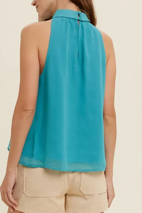 High Neck Twist Detail Top