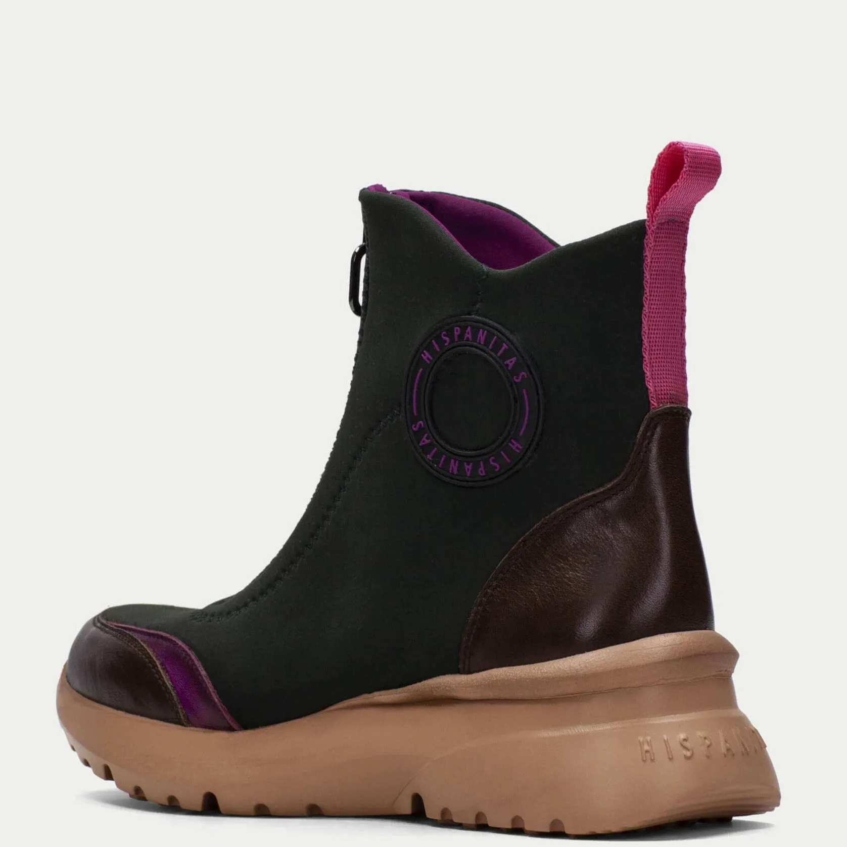Hispanitas Dark Green Front Zip Sneaker Boots