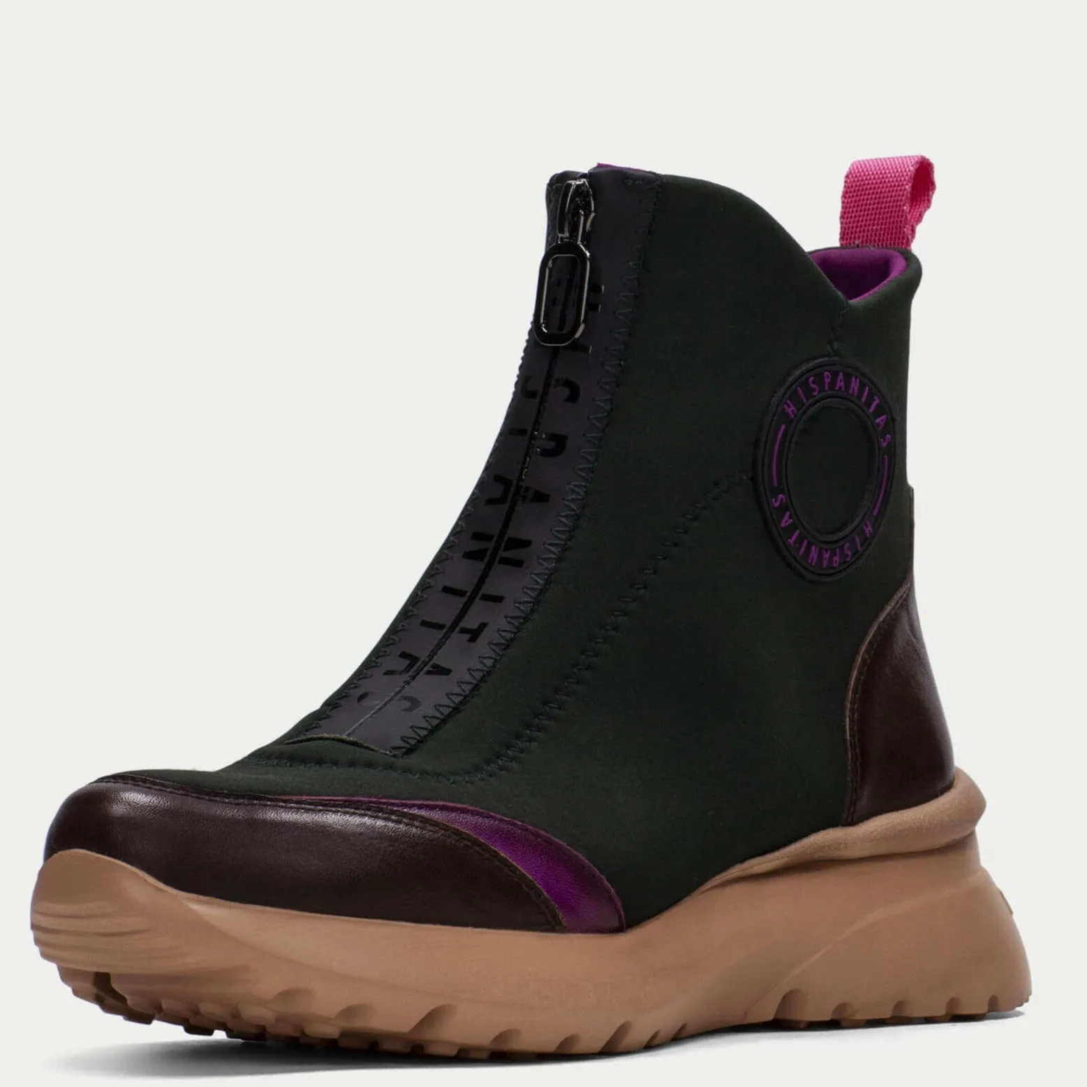 Hispanitas Dark Green Front Zip Sneaker Boots