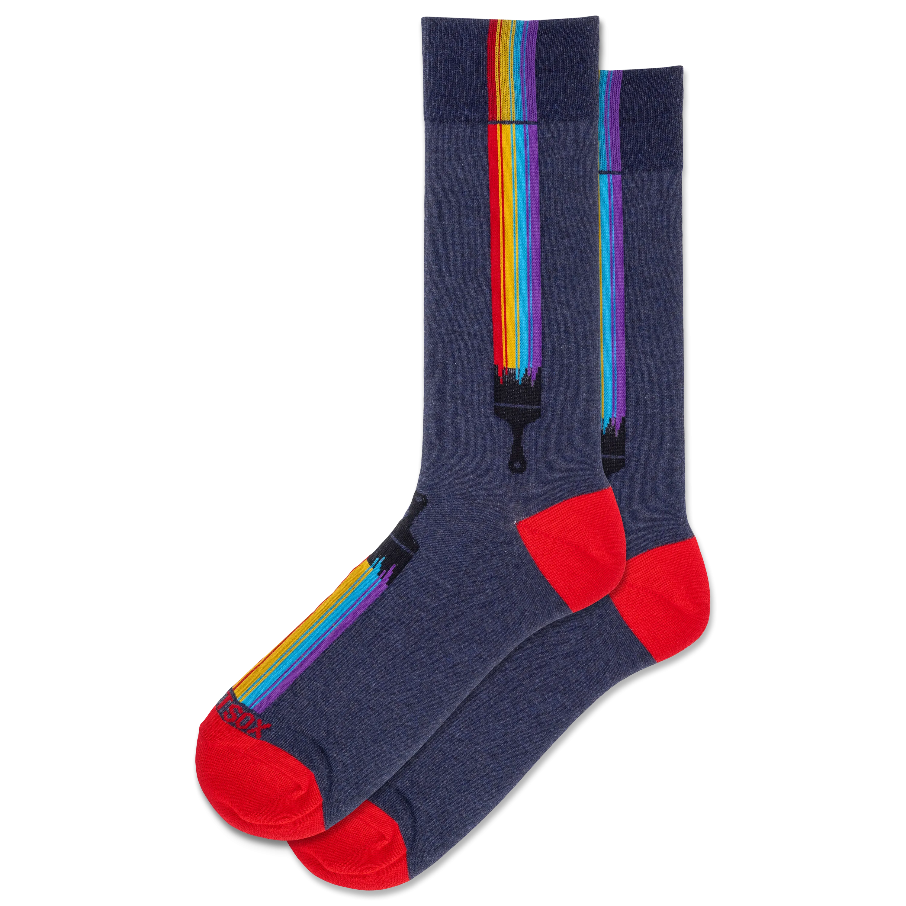HOTSOX Men's Rainbow Brush Crew Socks