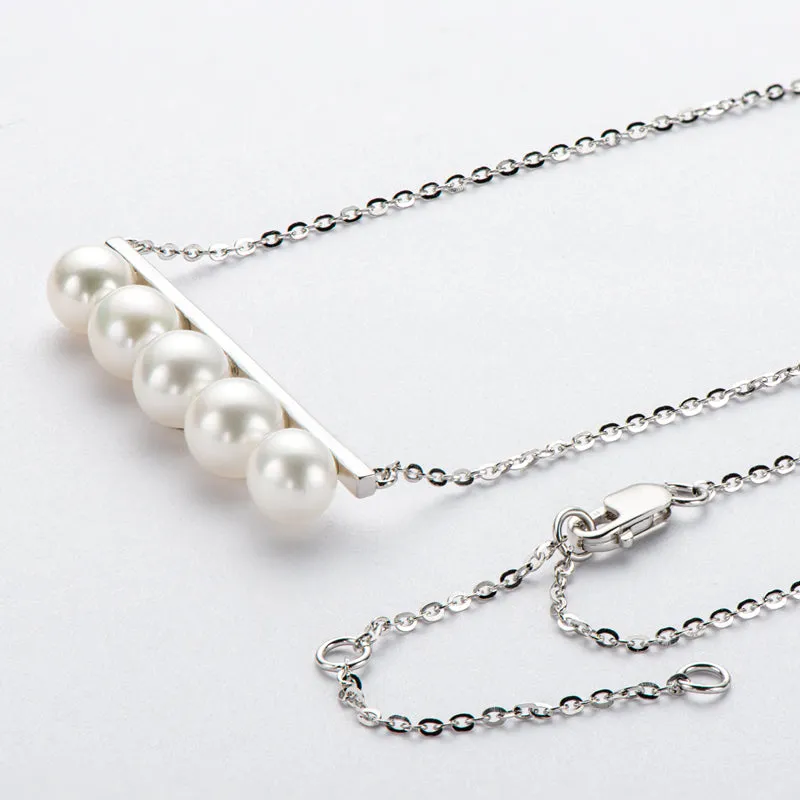 Infinity Balance Geniune 5 Pearls Pendant Necklace