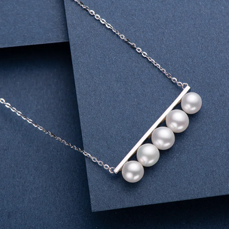 Infinity Balance Geniune 5 Pearls Pendant Necklace