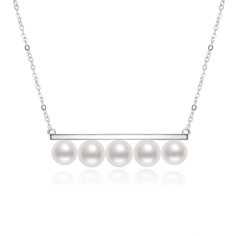 Infinity Balance Geniune 5 Pearls Pendant Necklace