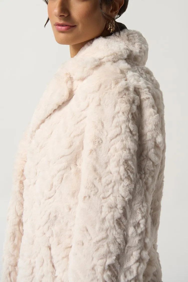 Joseph Ribkoff Cream Faux Fur Coat
