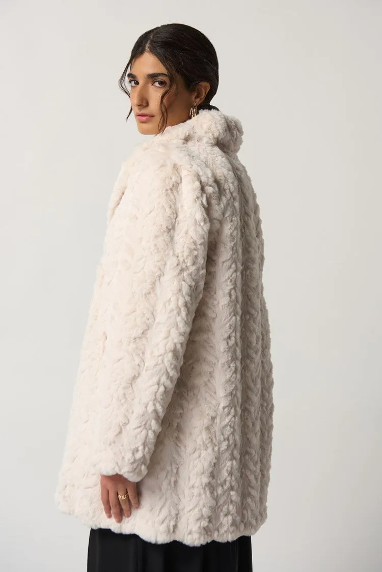 Joseph Ribkoff Cream Faux Fur Coat