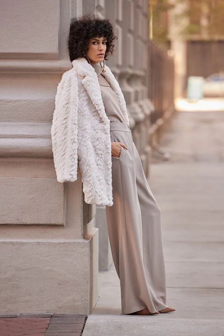 Joseph Ribkoff Cream Faux Fur Coat