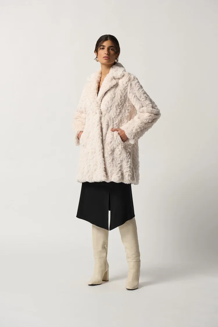 Joseph Ribkoff Cream Faux Fur Coat