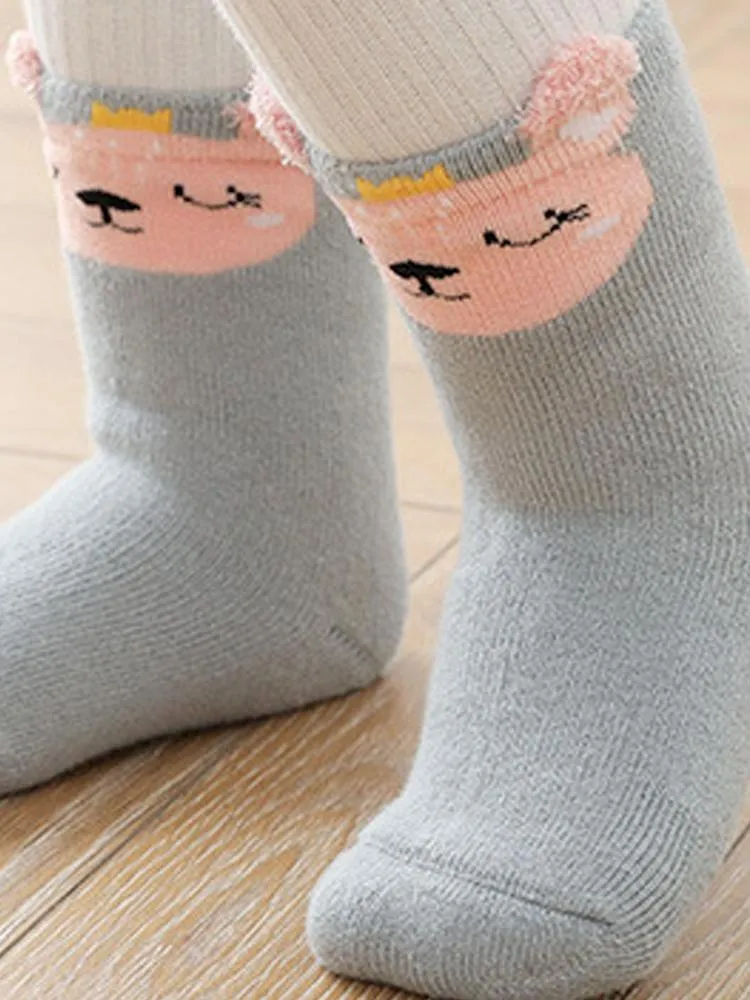 Kids Animal Ankle Socks 3 Pack - Bunny Fawn Cat - Pink Grey Tan