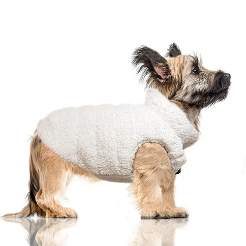 KIERAN Reversible Dog Coat in Camel/Ivory Sherpa