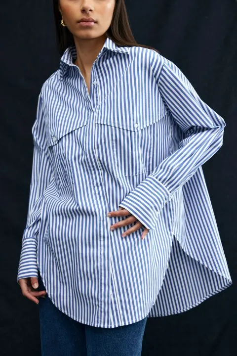 Kinney Riley Shirt - Navy/White Stripe