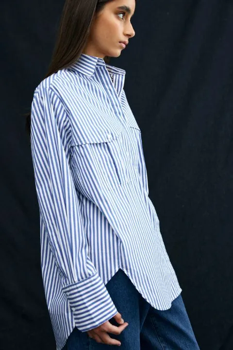 Kinney Riley Shirt - Navy/White Stripe