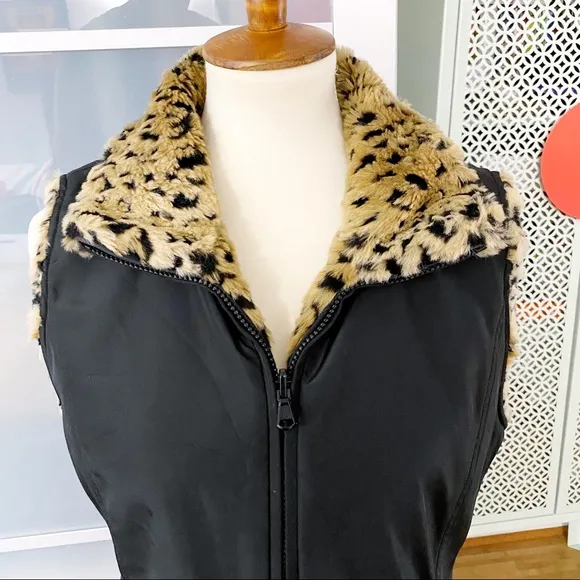 Kristen Blake Leopard Faux Fur Reversible Vest