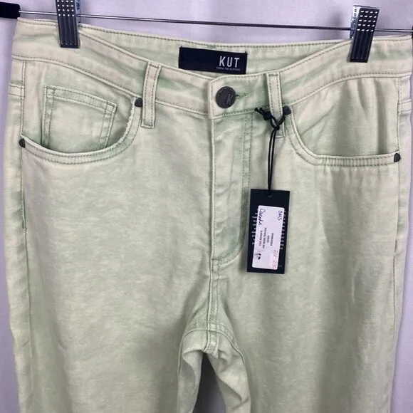 KUT From The Kloth Pastel Green Acid Wash Rachel Mom Jeans - NWT - Size 4