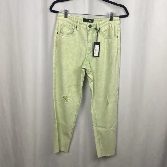 KUT From The Kloth Pastel Green Acid Wash Rachel Mom Jeans - NWT - Size 4
