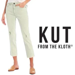 KUT From The Kloth Pastel Green Acid Wash Rachel Mom Jeans - NWT - Size 4