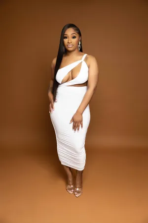 Laura Sexy Long Sleeveless Dress | Backless Showing Cleavage