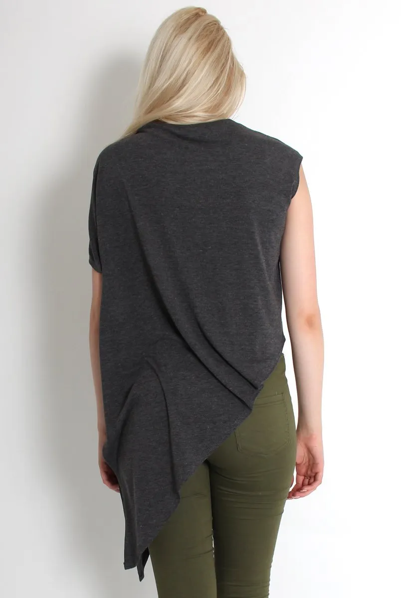 Leela Grey Sleeveless Asymmetric Top