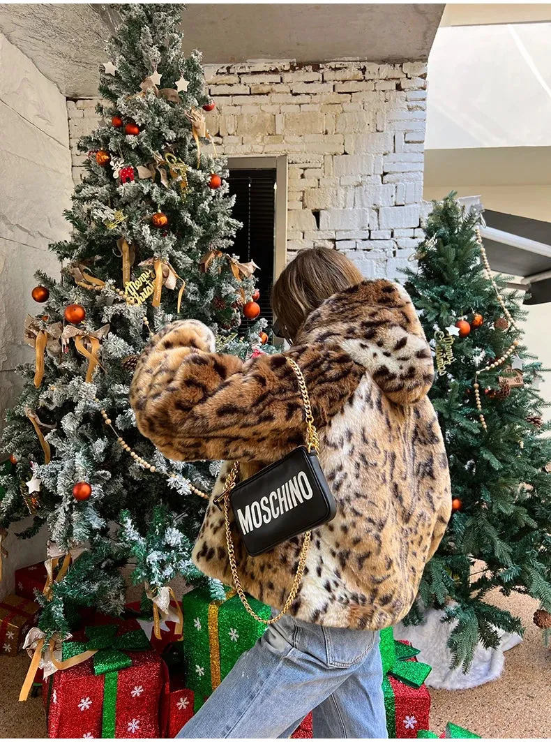 Leopard Print Faux Fur Coat
