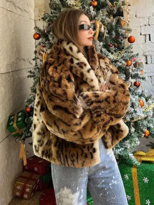 Leopard Print Faux Fur Coat