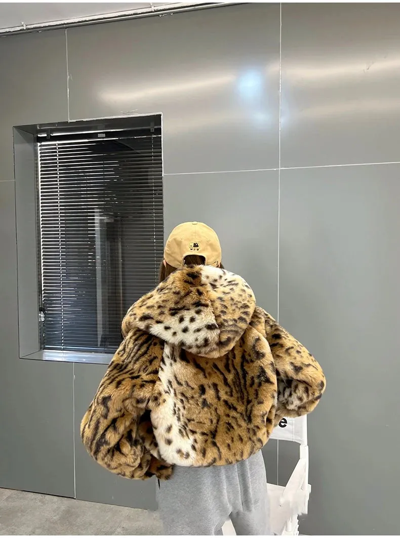 Leopard Print Faux Fur Coat
