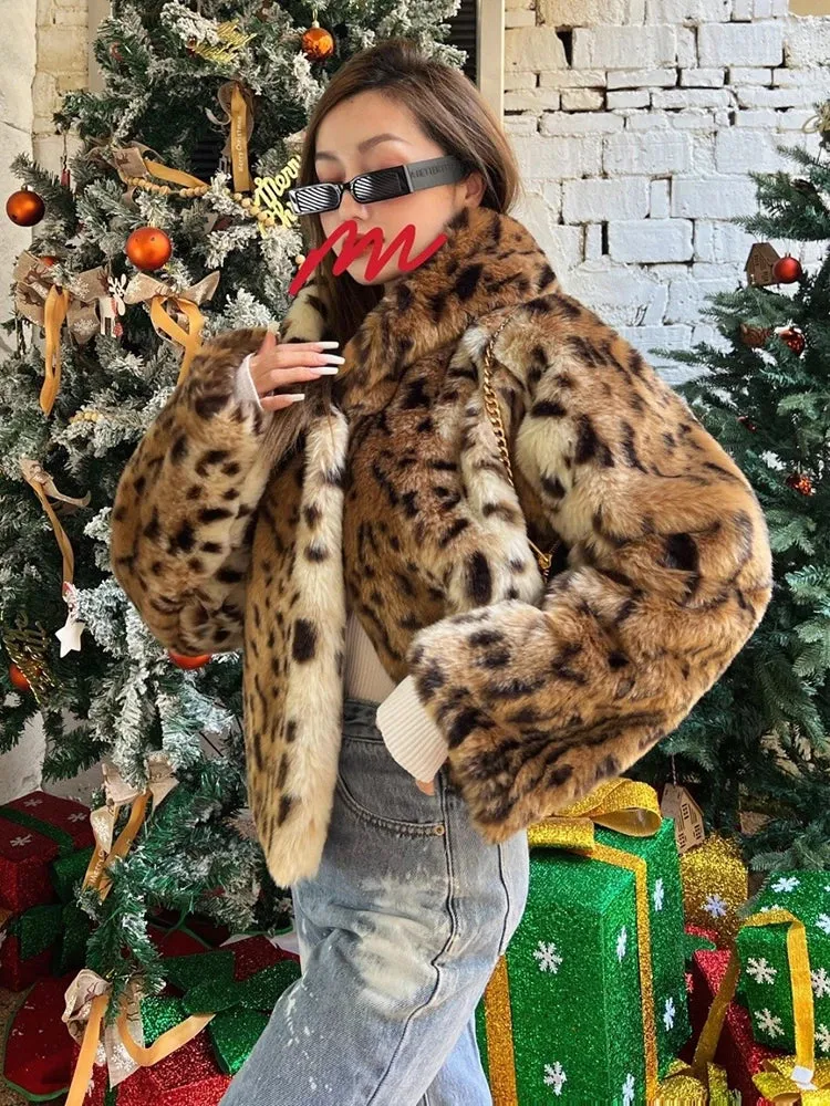 Leopard Print Faux Fur Coat