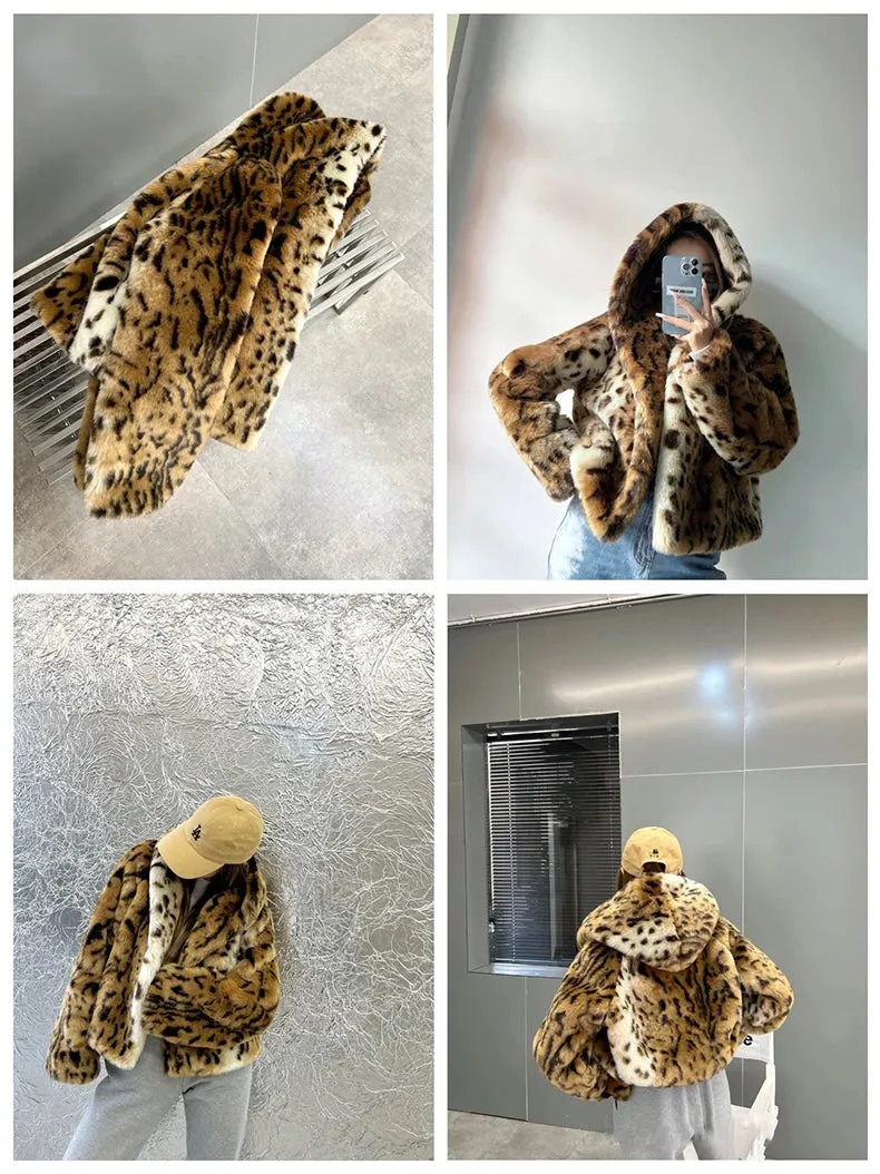 Leopard Print Faux Fur Coat
