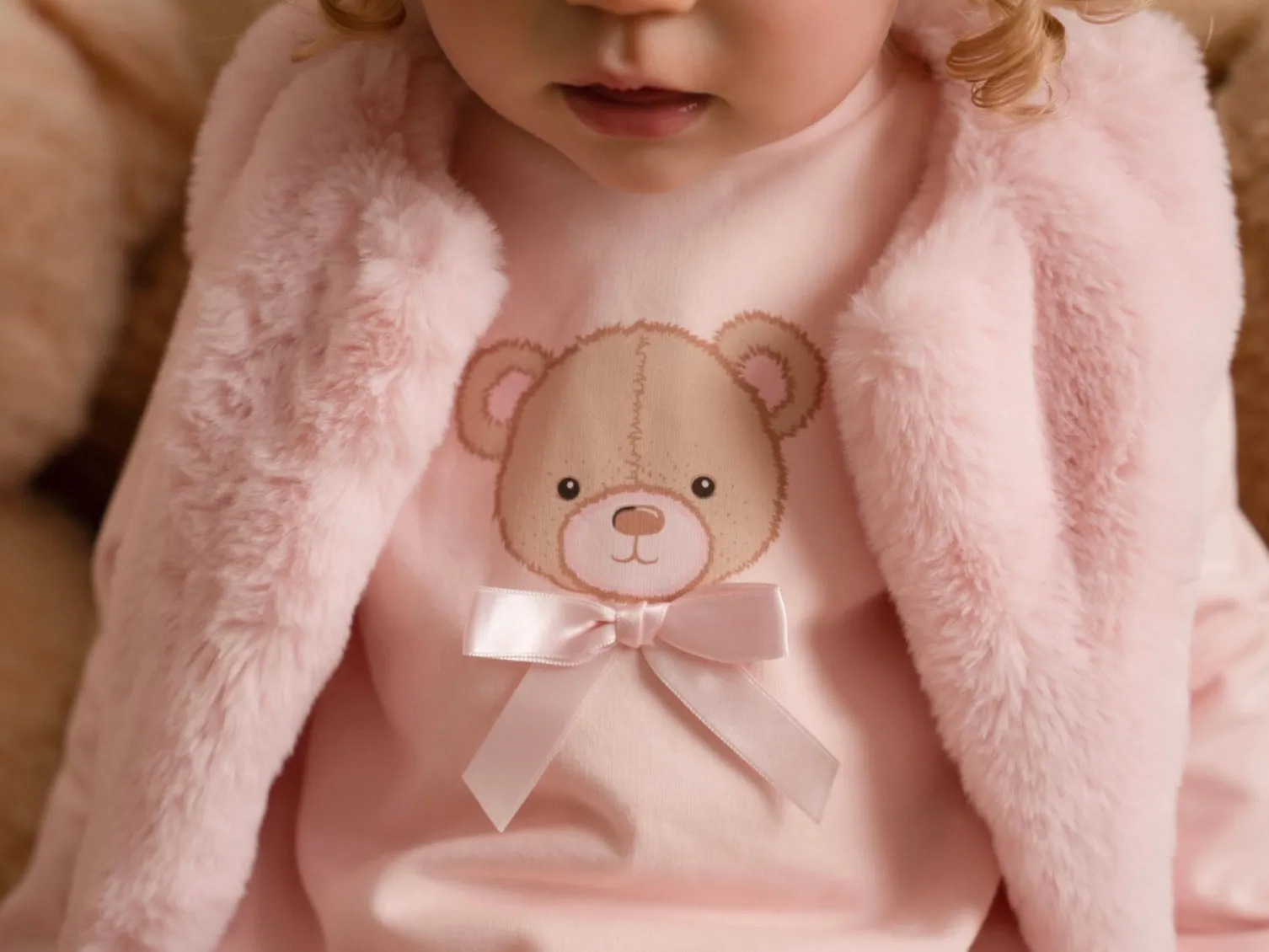 Little A HATTIE Baby Pink Faux Fur Gilet LA24303