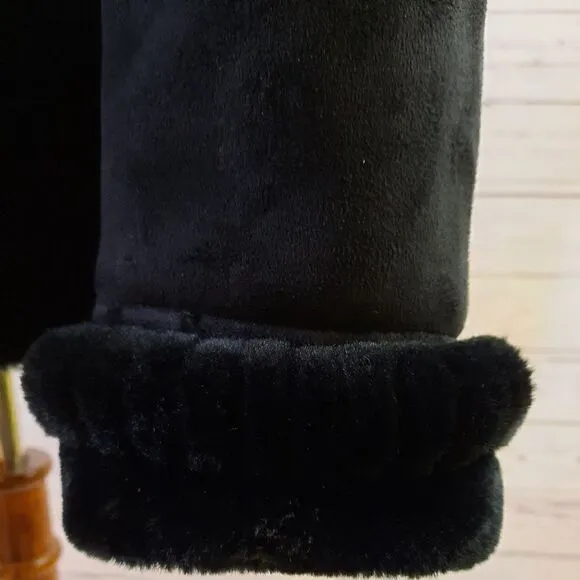 Liz Claiborne Faur Fur Coat Black Suede