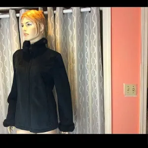 Liz Claiborne Faur Fur Coat Black Suede