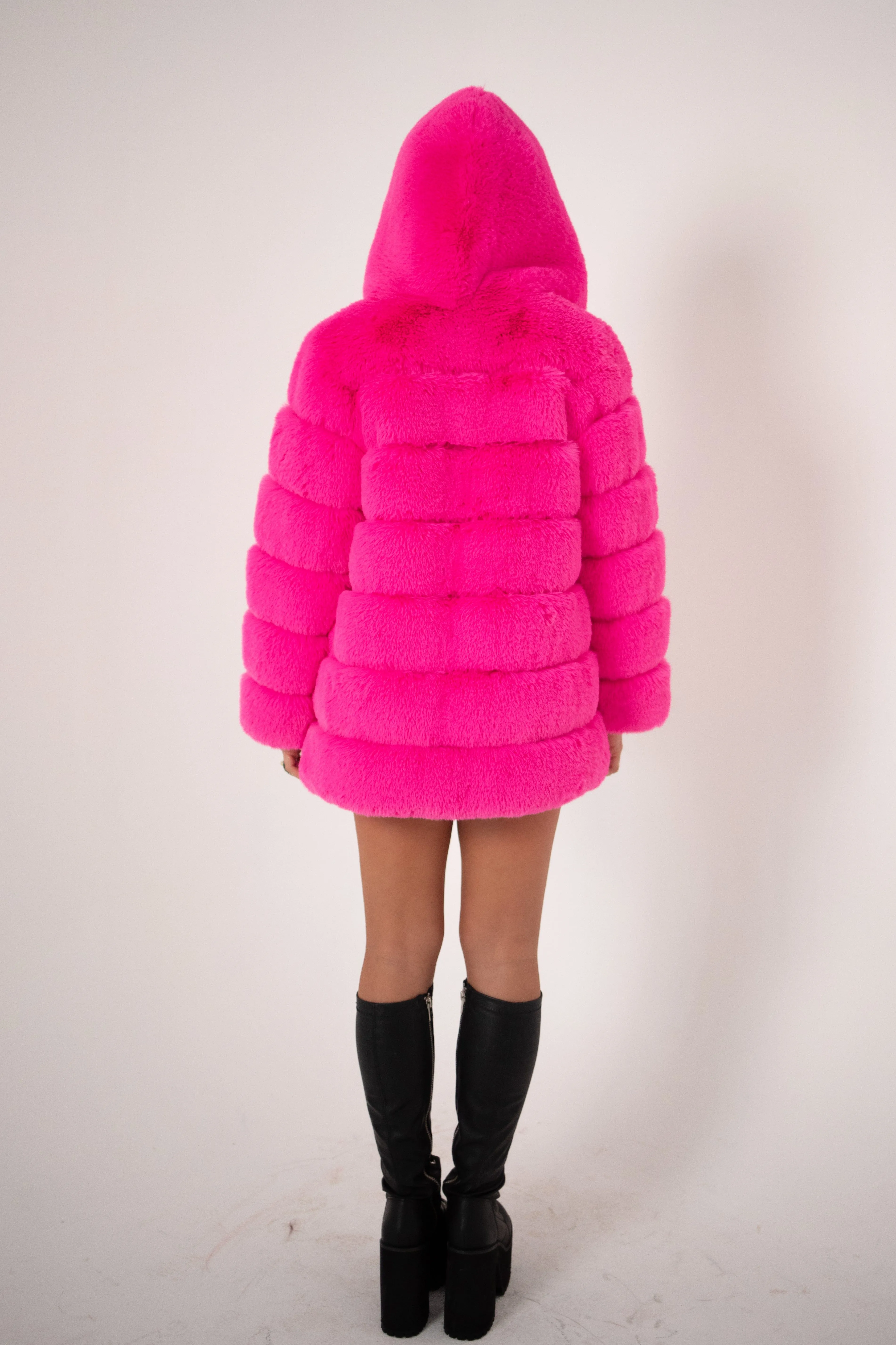 LUXE Hotter Than Pink Faux Fur Coat