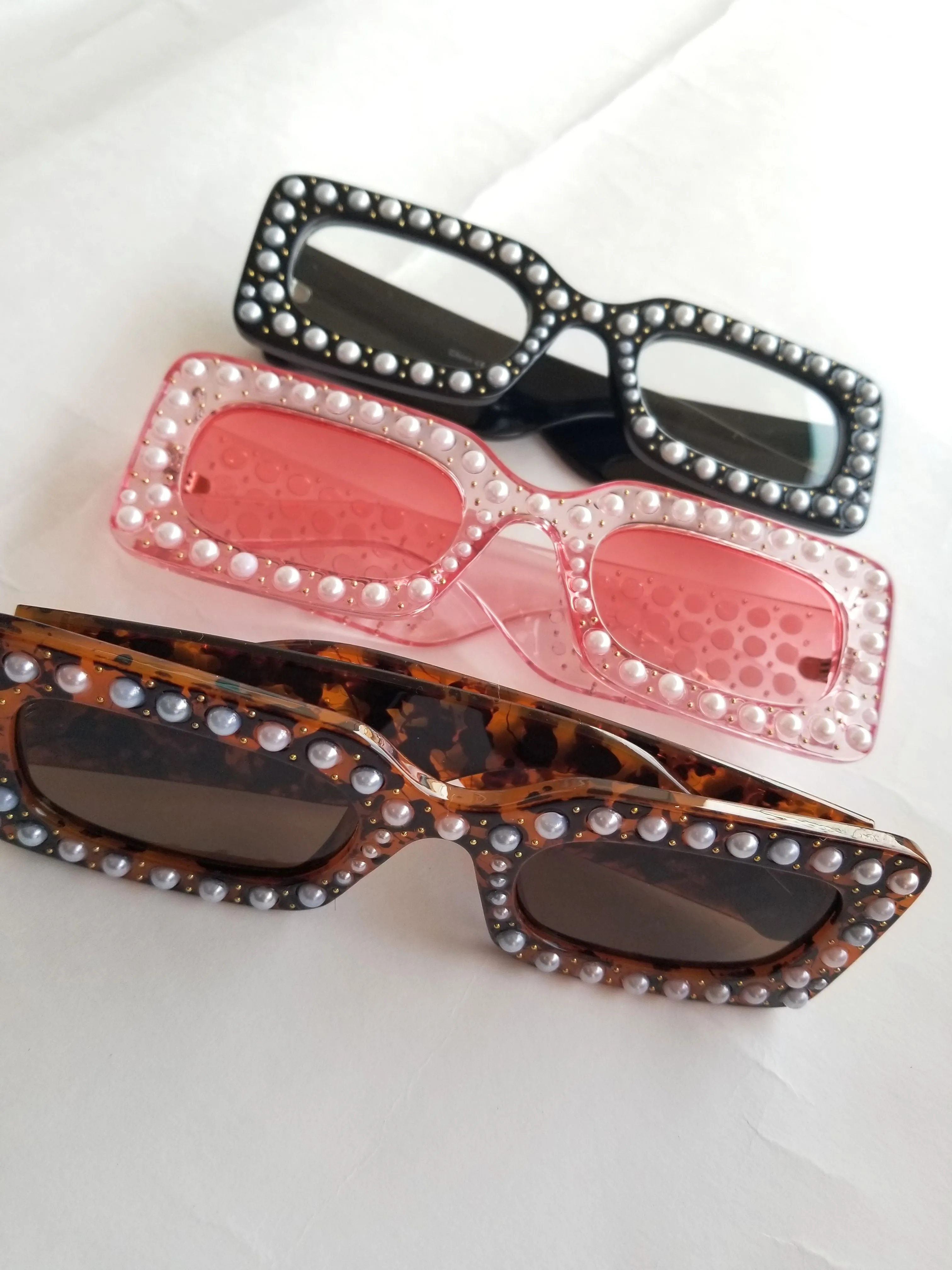 Luxury Rectangle Pearl Sunglasses
