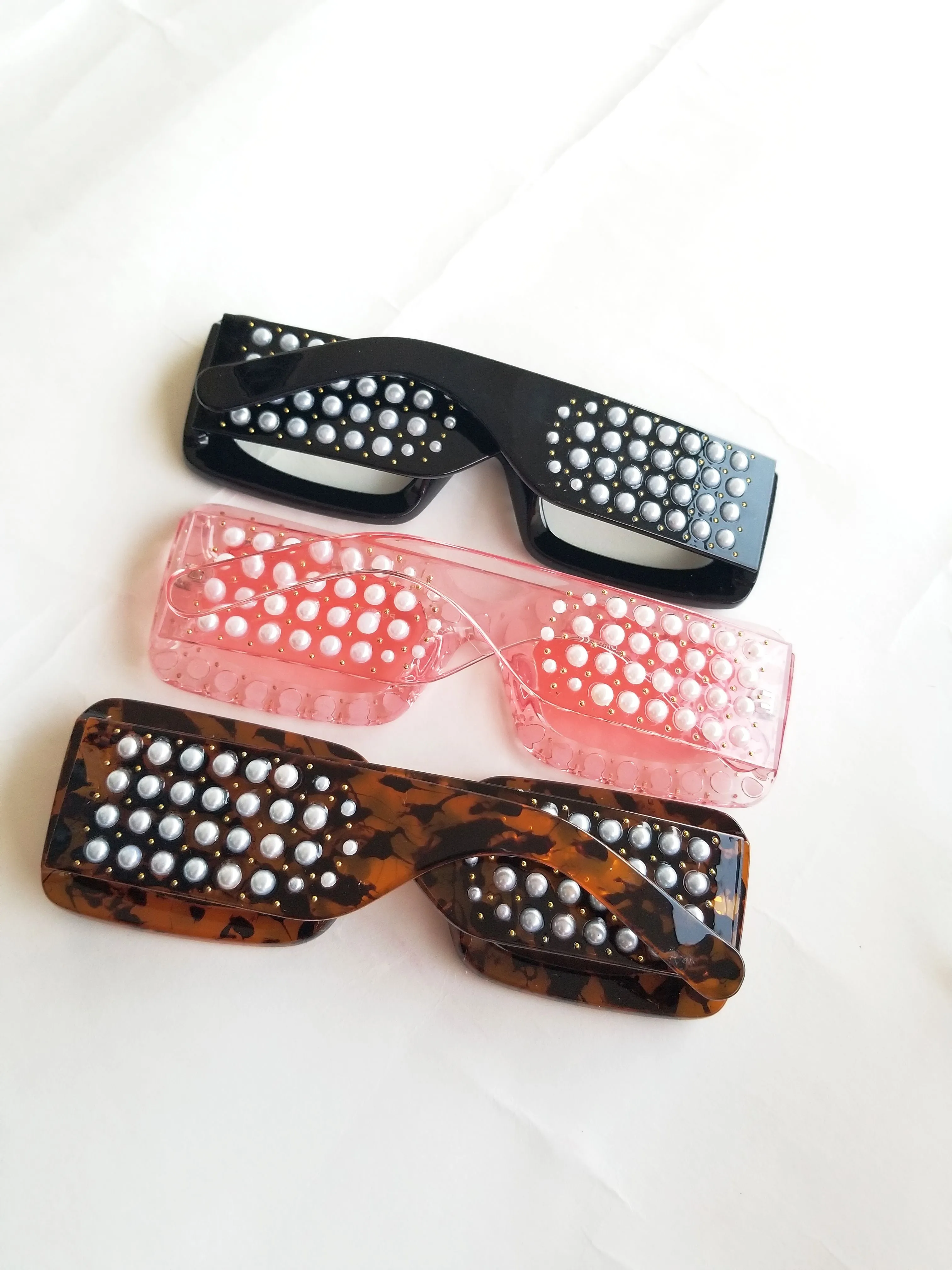 Luxury Rectangle Pearl Sunglasses