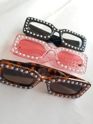 Luxury Rectangle Pearl Sunglasses