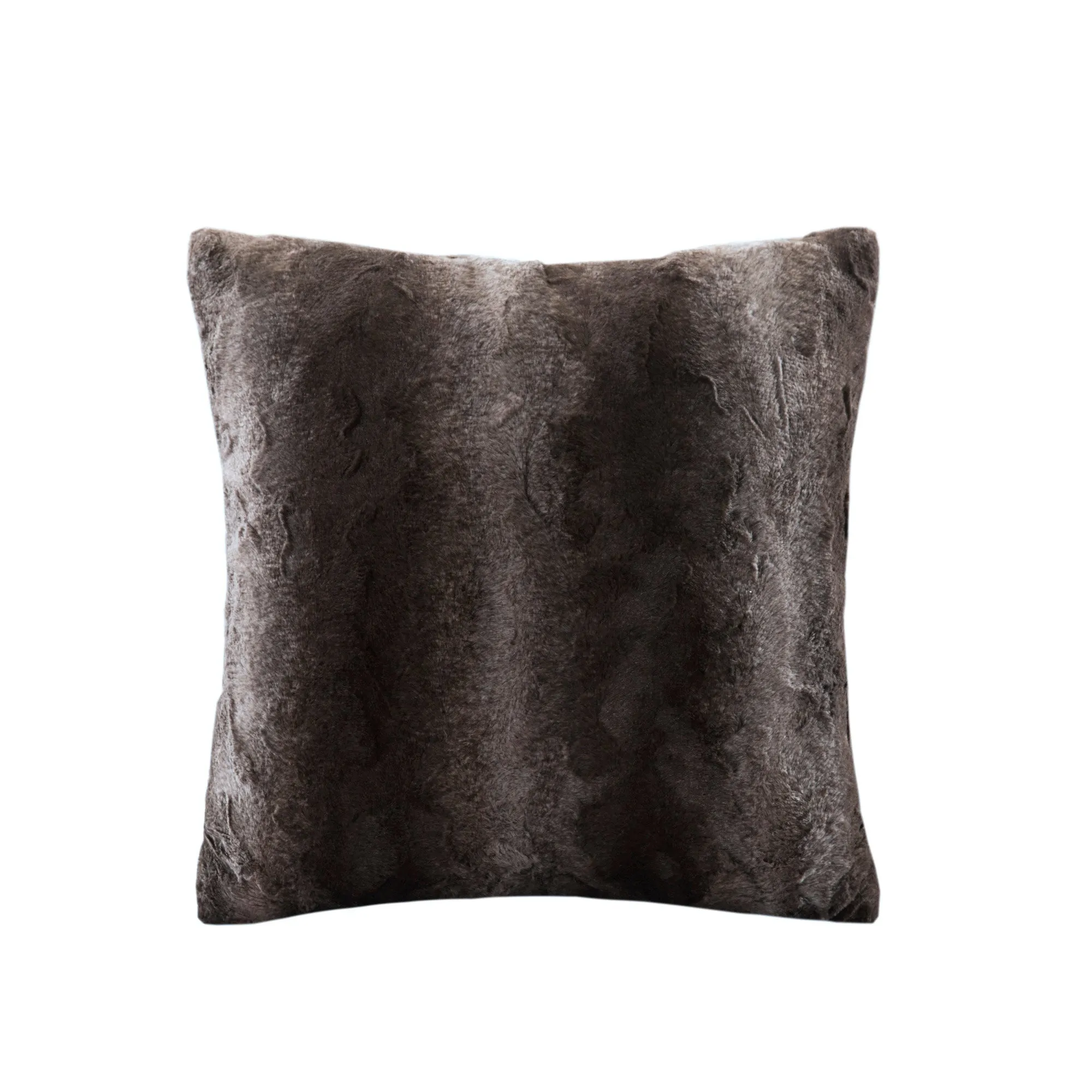 Marselle Faux Fur Square Pillow Dark Brown