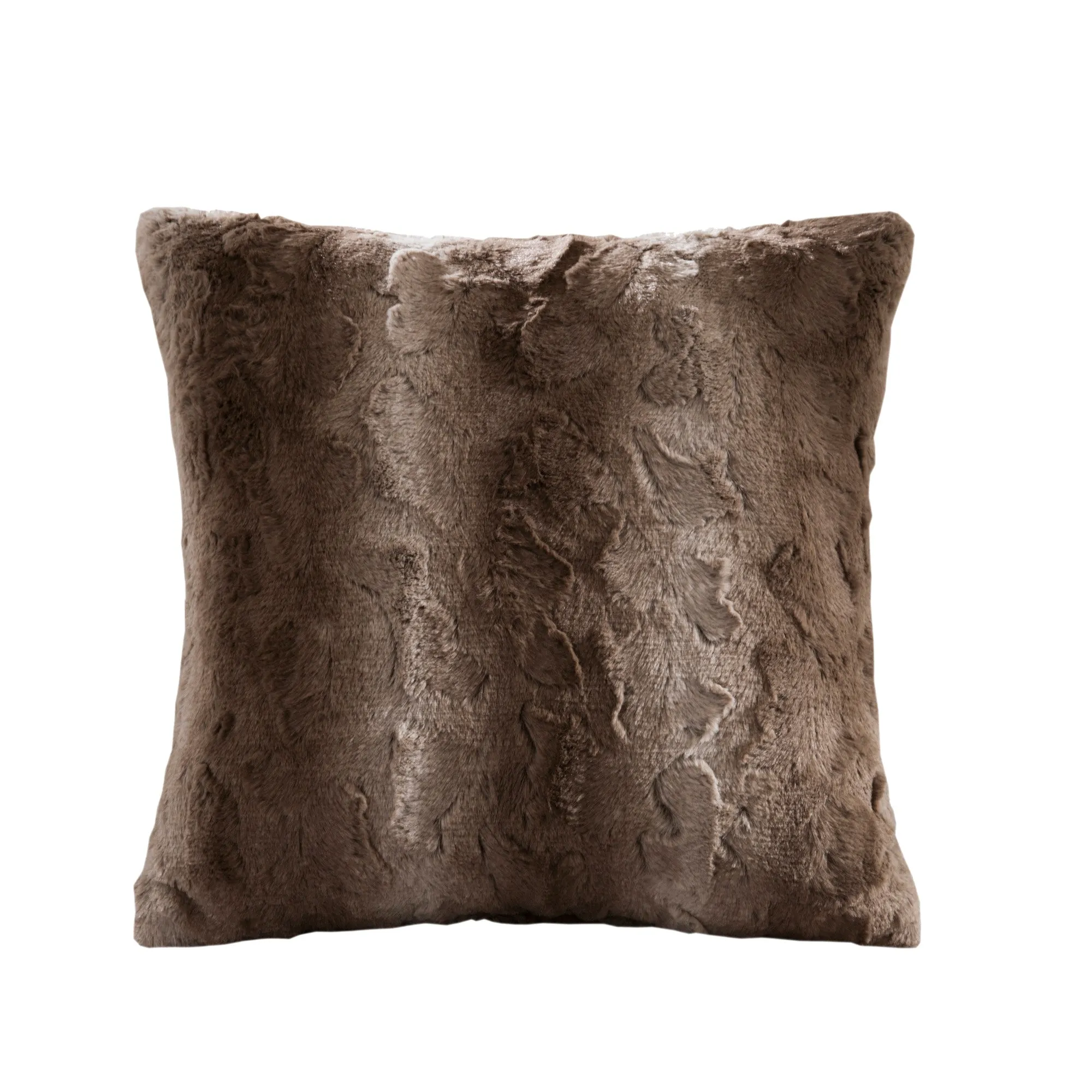 Marselle Faux Fur Square Pillow Dark Brown