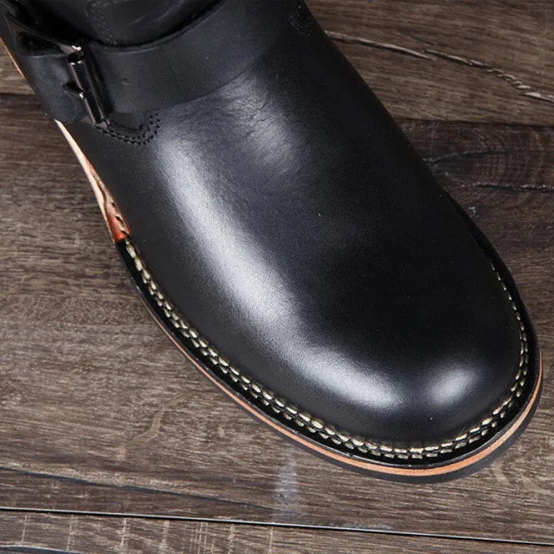 Men Work Genuine Leather High Top Boots