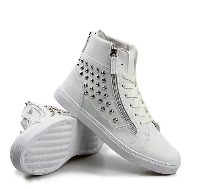 Men's Leather Round Toe Rivets Boots In 2 Colors